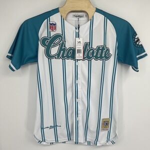 Headgear Classics Charlotte Negro League Baseball Jersey Teal Stripe Size Medium